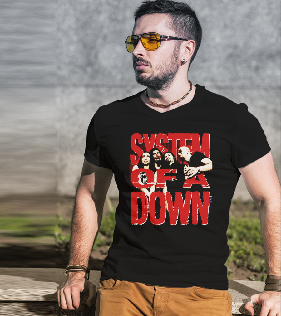System Of A Down Band Members Red T-Shirt