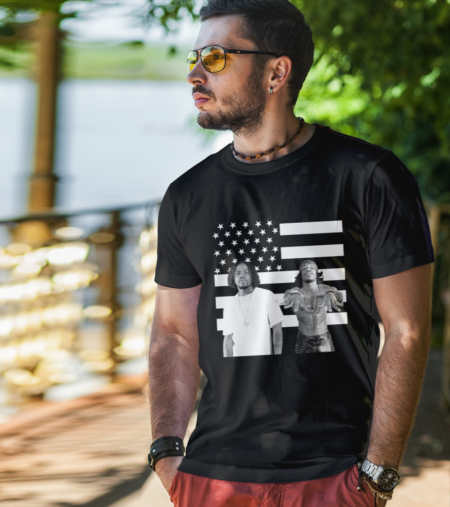 Outkast American Flag Style Black And White Duo T-Shirt