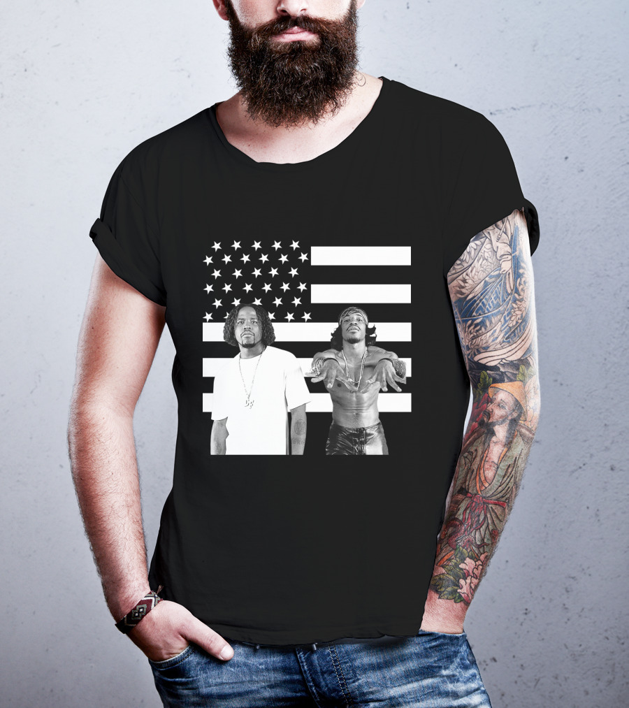 Outkast American Flag Style Black And White Duo T-Shirt