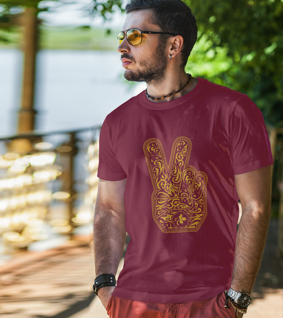 Stp Peace Hand Vintage Ornate Fleur-De-Lis T-Shirt