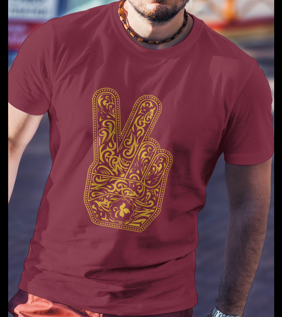 Stp Peace Hand Vintage Ornate Fleur-De-Lis T-Shirt