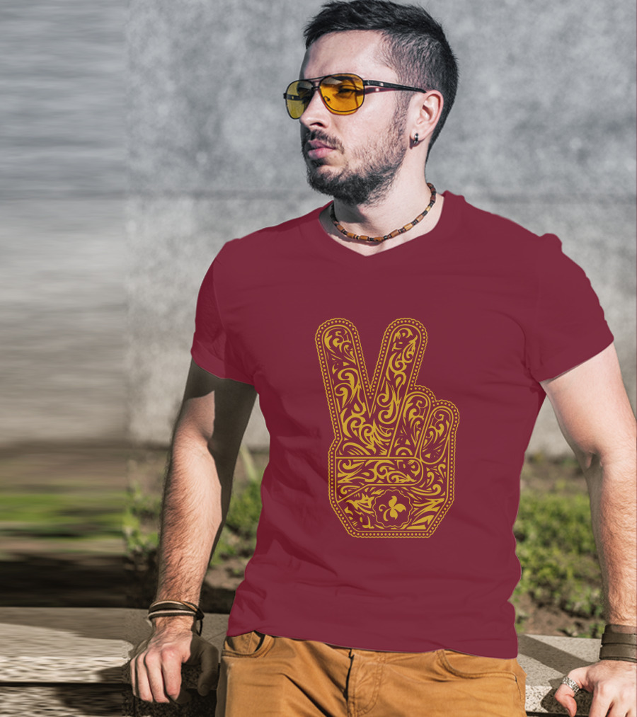 Stp Peace Hand Vintage Ornate Fleur-De-Lis T-Shirt