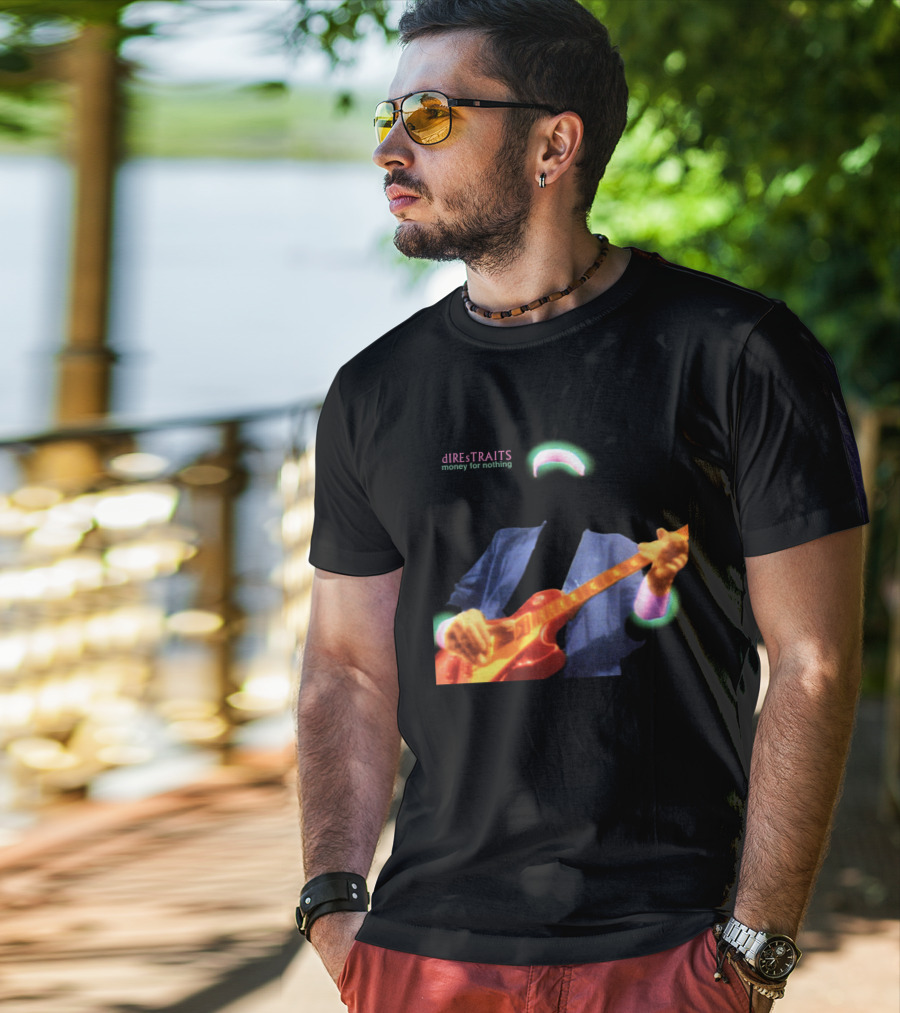 Dire Straits Money For Nothing Iconic Neon Guitar T-Shirt