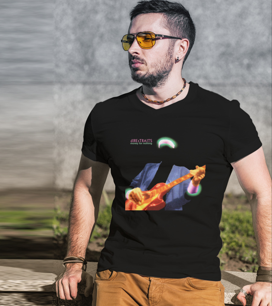 Dire Straits Money For Nothing Iconic Neon Guitar T-Shirt