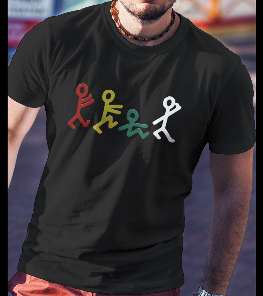 Atcq Stick Figures Red Green Yellow White T-Shirt