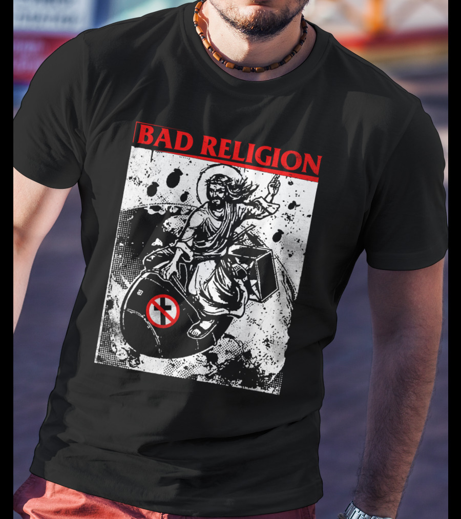 Bad Religion Jesus Riding Bomb Artwork T-Shirt