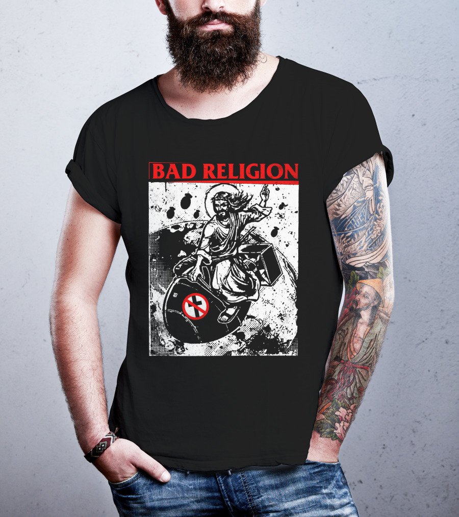Bad Religion Jesus Riding Bomb Artwork T-Shirt