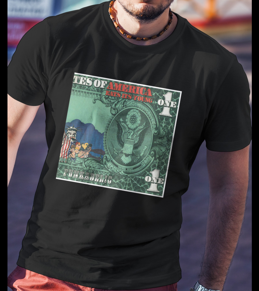 Fkdl United States Of America Eats Its Young Currency Satire T-Shirt