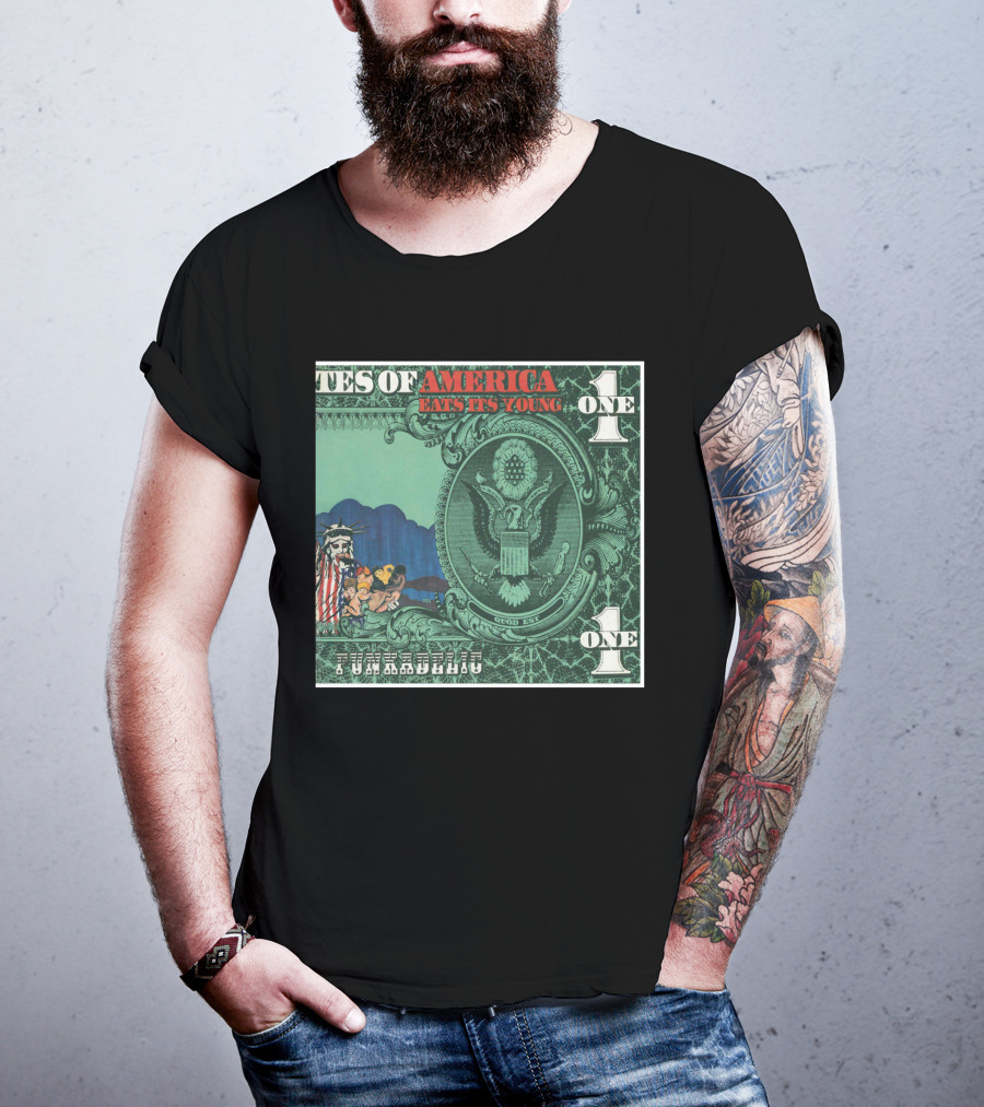 Fkdl United States Of America Eats Its Young Currency Satire T-Shirt