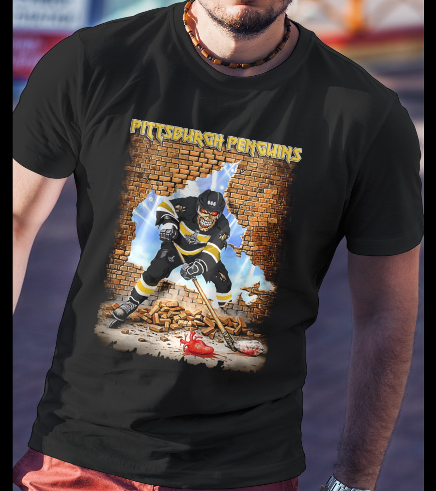 Pittsburgh Penguins Skeleton Hockey Breakthrough T-Shirt