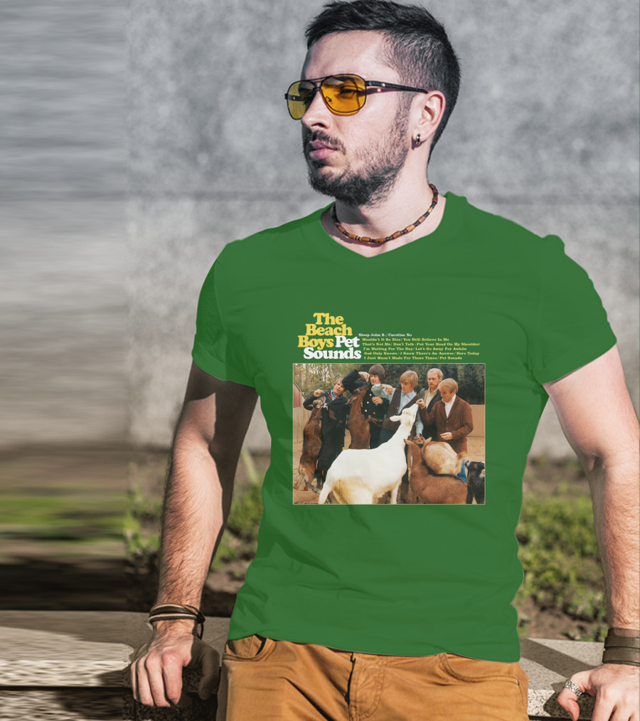 The Beach Boys Pet Sounds Album Cover With Song List And Band Members With Animals T-Shirt