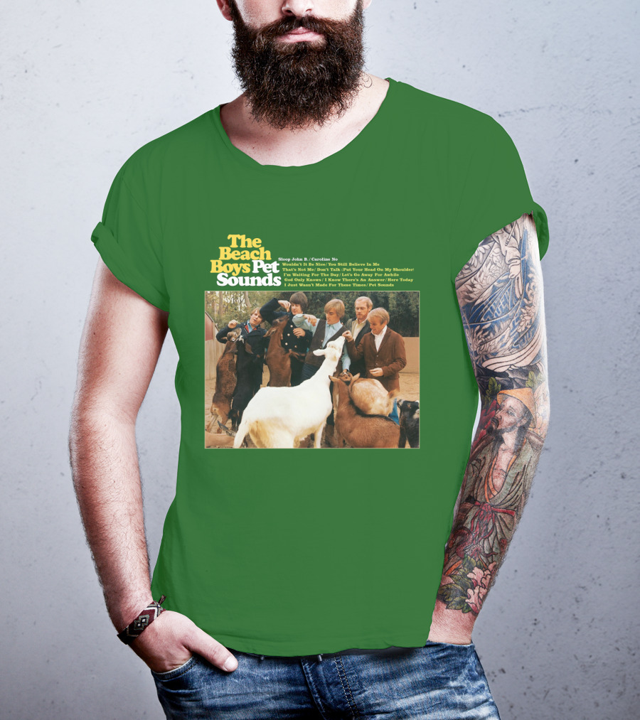 The Beach Boys Pet Sounds Album Cover With Song List And Band Members With Animals T-Shirt
