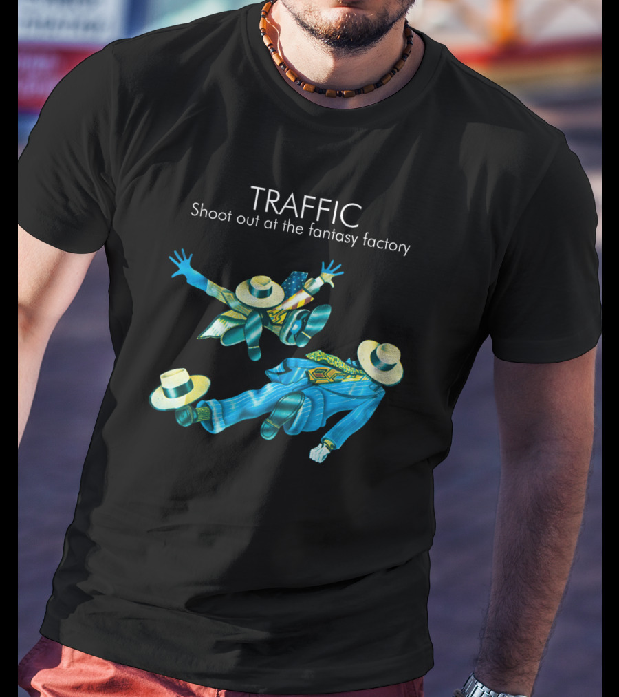 Traffic Shoot Out At The Fantasy Factory Psychedelic Figures Floating With Hats And Suits T-Shirt