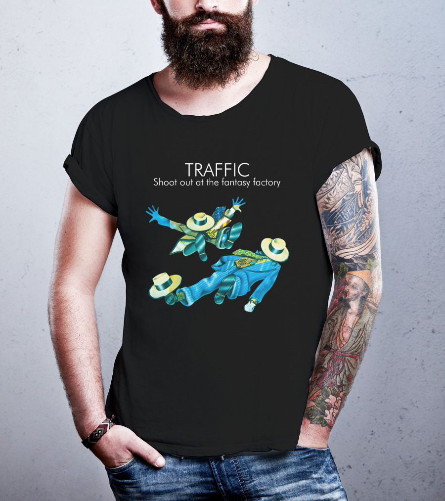 Traffic Shoot Out At The Fantasy Factory Psychedelic Figures Floating With Hats And Suits T-Shirt