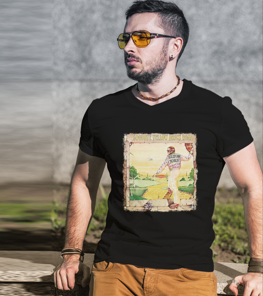 Elton John Goodbye Yellow Brick Road Album Cover T-Shirt
