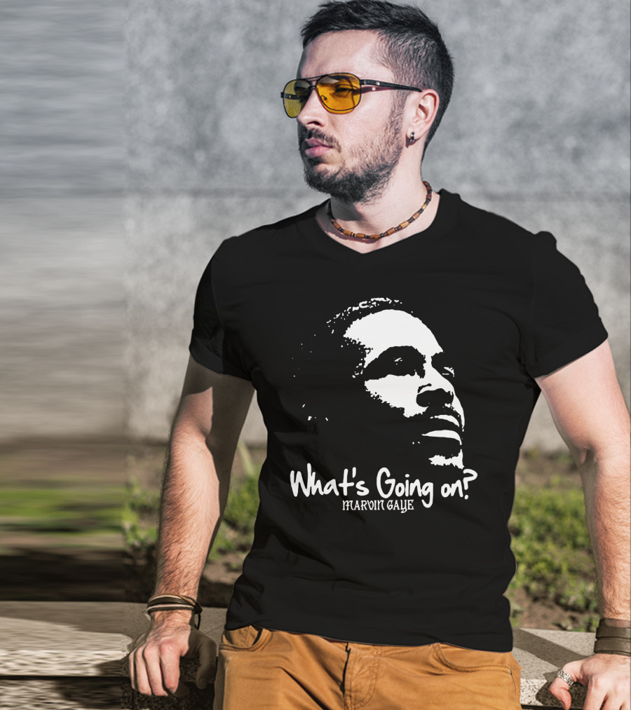 Marvin Gaye What's Going On 1971 Album Cover Art Iconic Black And White Silhouette T-Shirt