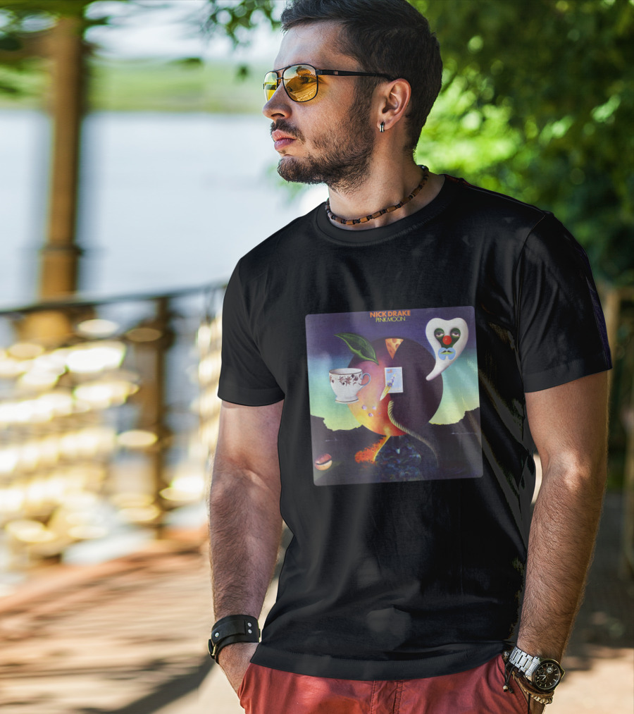 Nick Drake Pink Moon Album Cover Imagery Cup Heart Leaf Painting T-Shirt