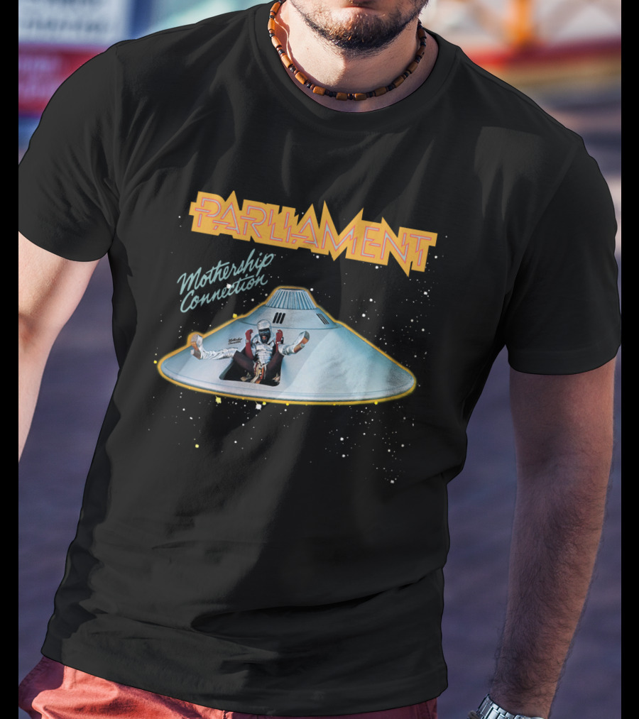Parliament Funkadelic Mothership Connection Album Cover Iconic Spaceship T-Shirt