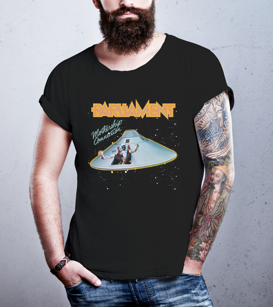 Parliament Funkadelic Mothership Connection Album Cover Iconic Spaceship T-Shirt