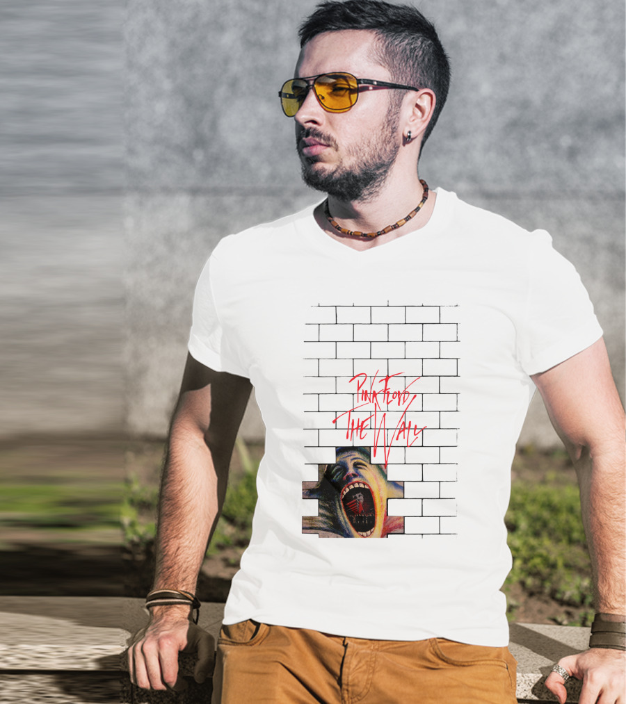 Pink Floyd The Wall Scream Art On Brick T-Shirt