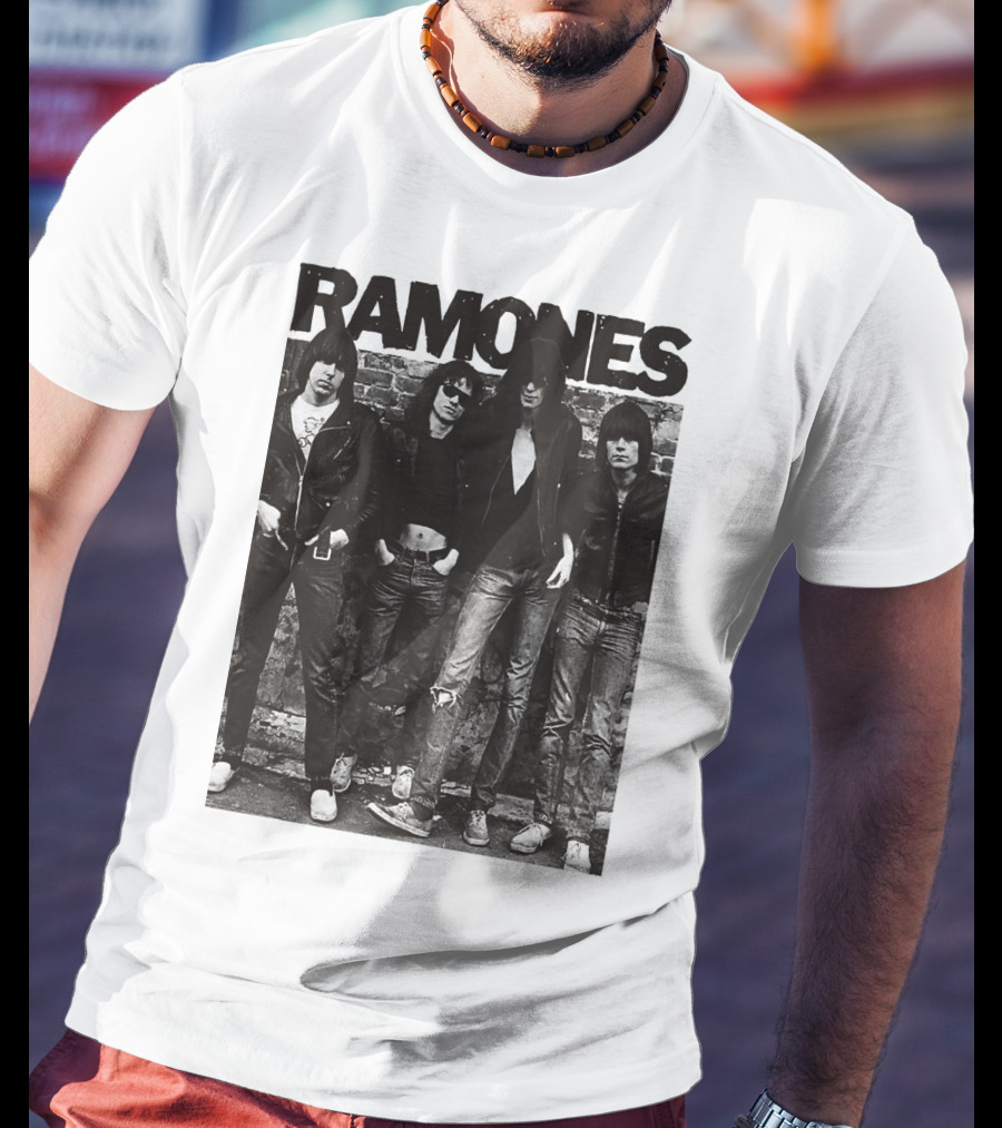 Ramones Black And White Band Photo Iconic Punk Rock Group T-Shirt
