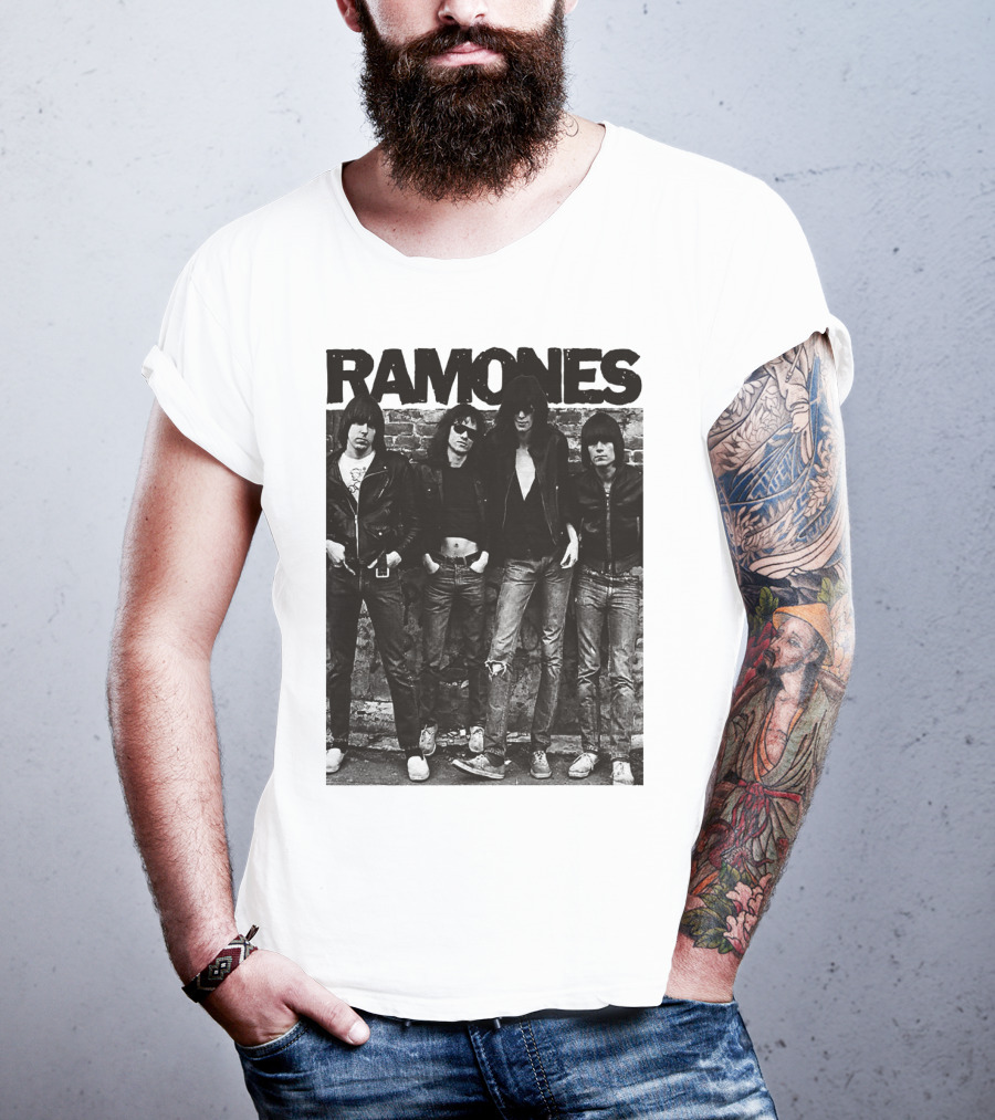 Ramones Black And White Band Photo Iconic Punk Rock Group T-Shirt
