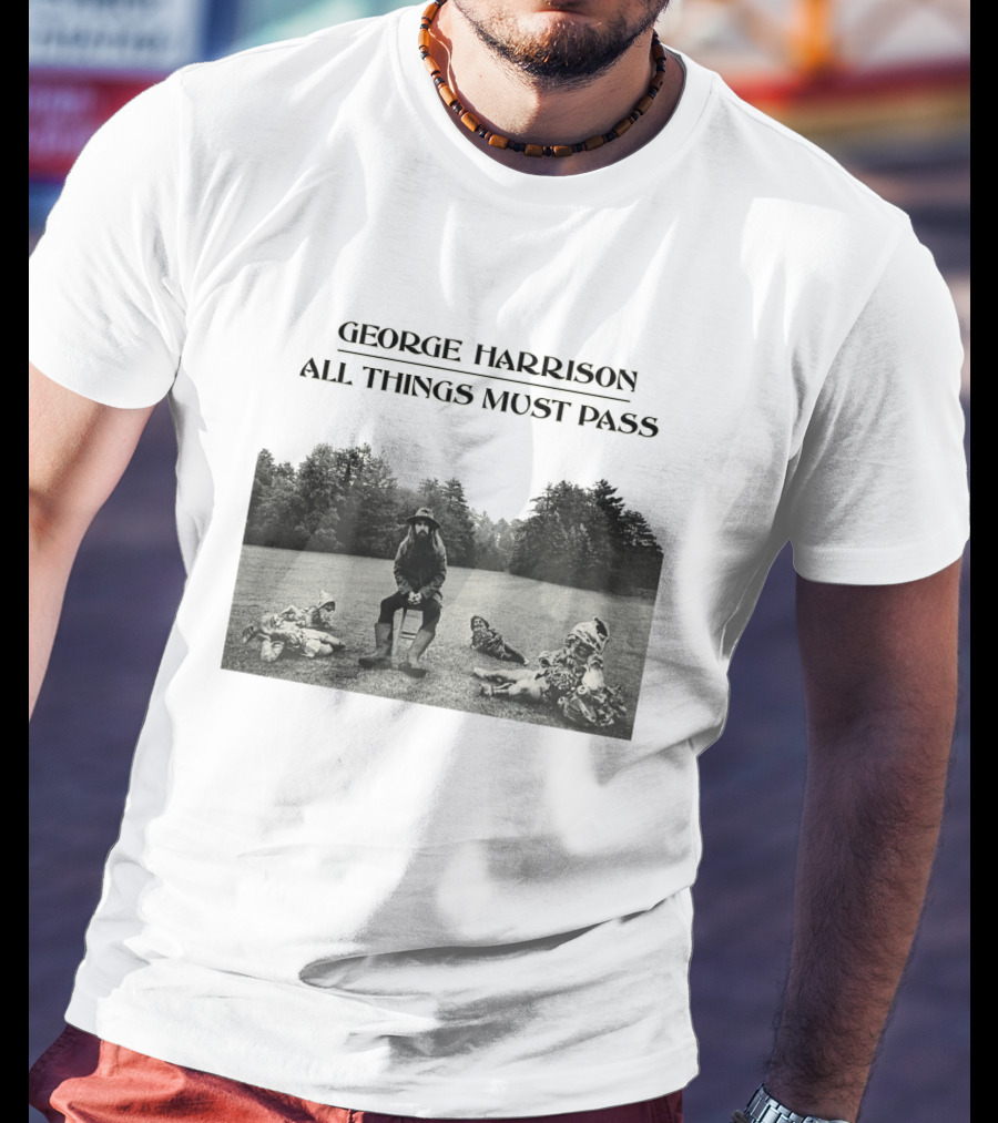 George Harrison All Things Must Pass 1970 Album Cover Black And White Photo T-Shirt