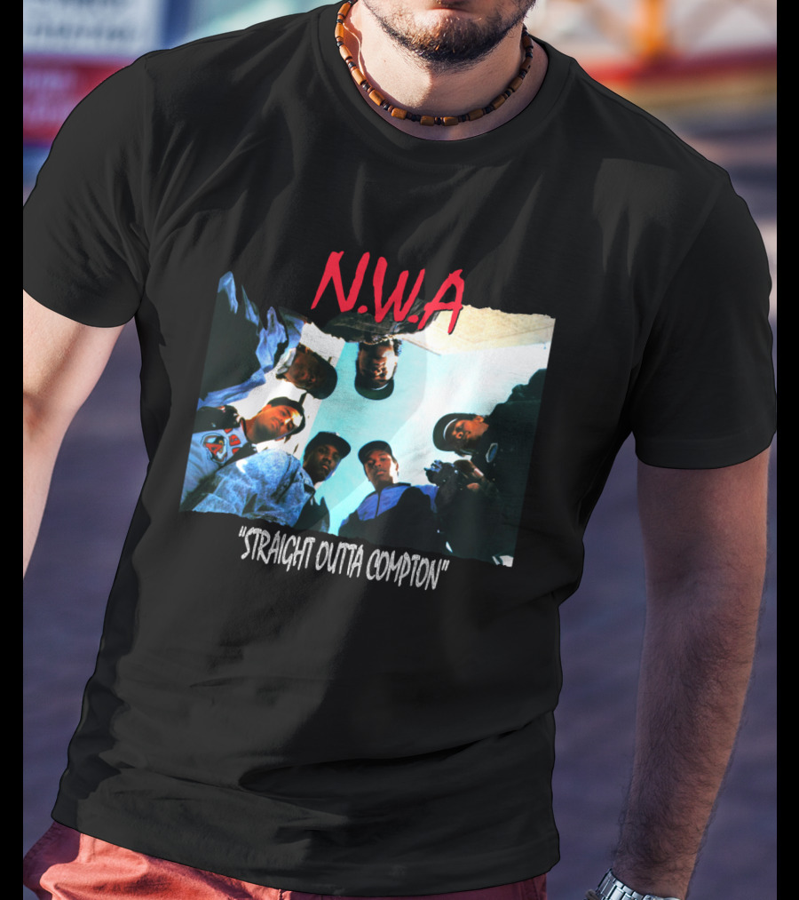N.w.a Straight Outta Compton Black Crew Portrait 90S Style T-Shirt