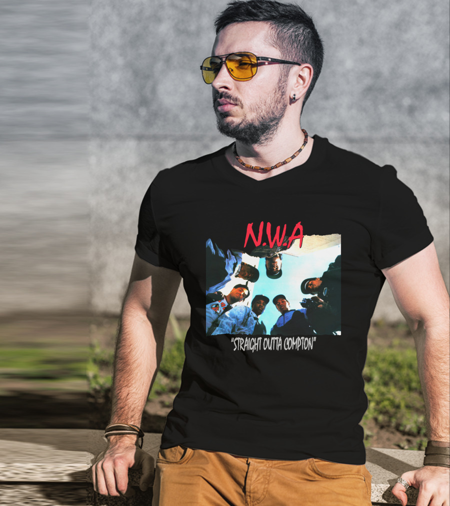 N.w.a Straight Outta Compton Black Crew Portrait 90S Style T-Shirt