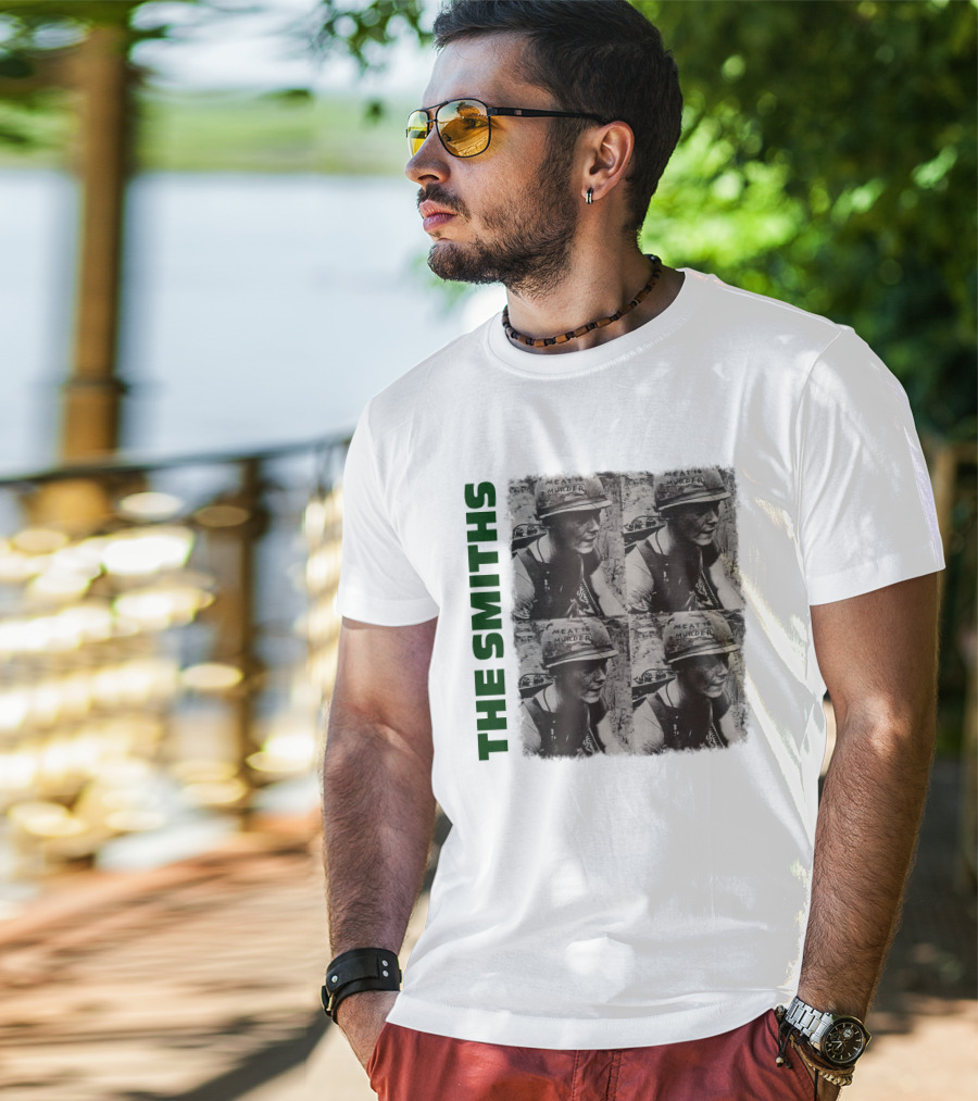 The Smiths Meat Is Murder Album Cover Four Panel Black And White Photographic T-Shirt