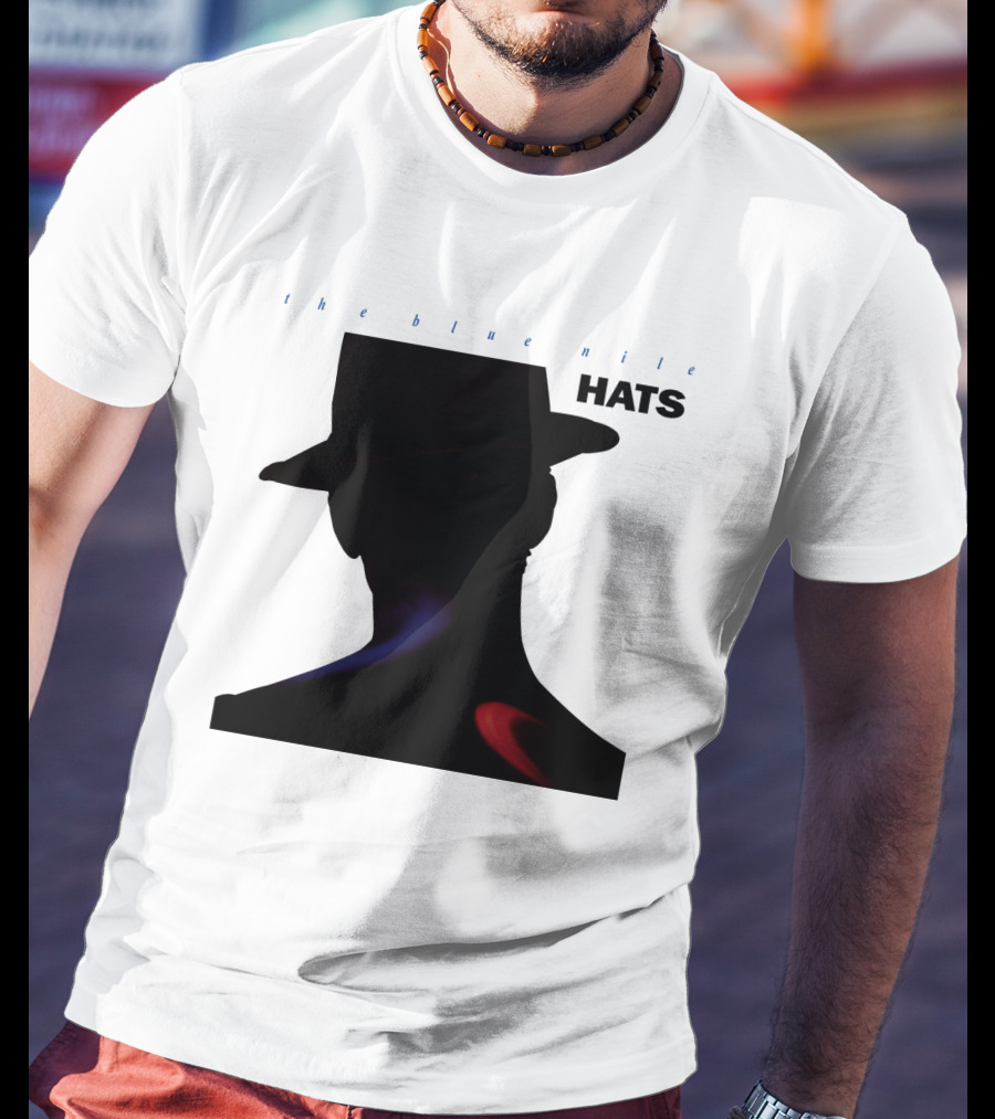 The Blue Nile Hats Silhouette With Hat In Black And Blue Accents T-Shirt