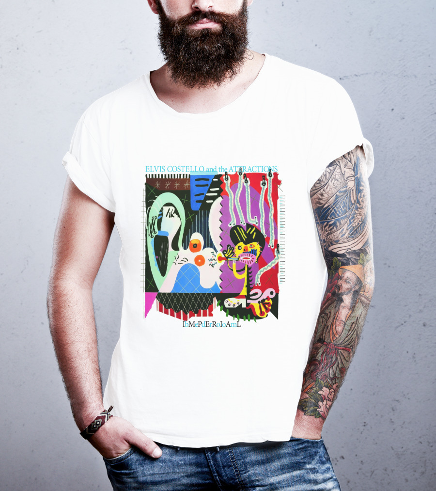 Elvis Costello And The Attractions Ibmepderroioaml Imperial Bedroom Vibrant Abstract Artwork T-Shirt