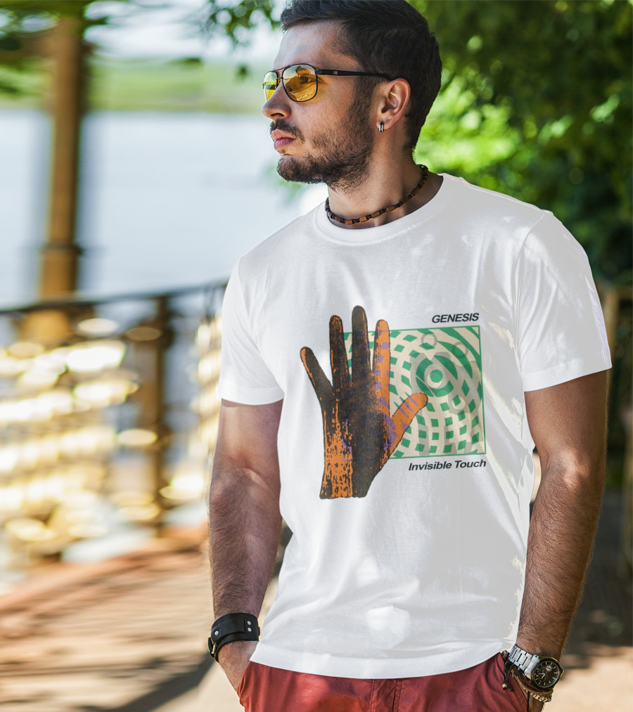 Genesis Invisible Touch Album Cover Art Hand Green T-Shirt