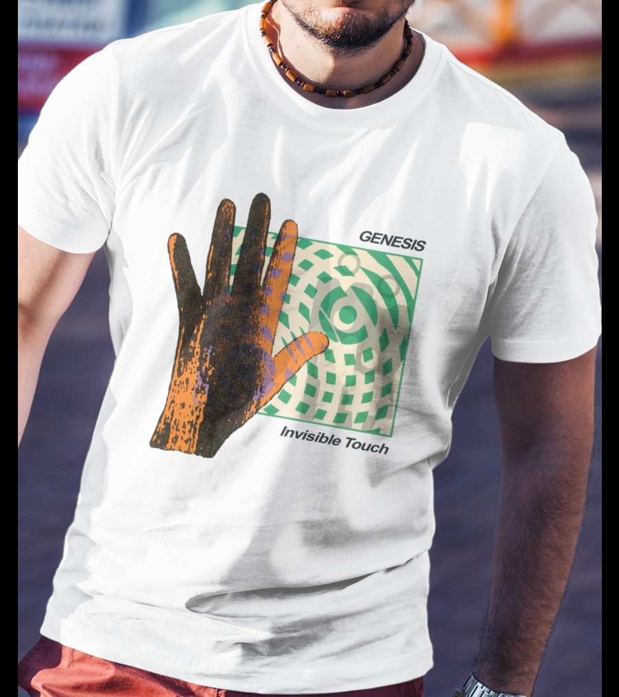 Genesis Invisible Touch Album Cover Art Hand Green T-Shirt