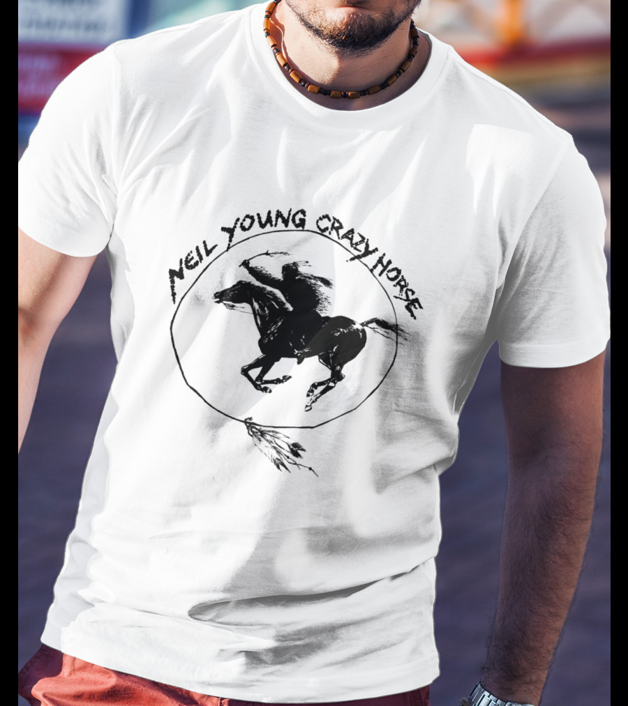 Neil Young Crazy Horse Ragged Glory Black Horse T-Shirt