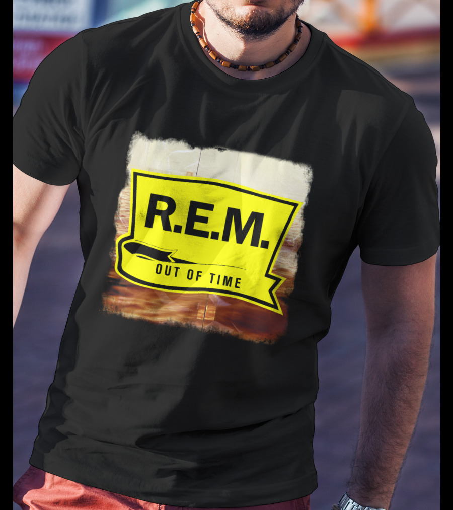 R.E.M. Out Of Time Yellow Banner T-Shirt
