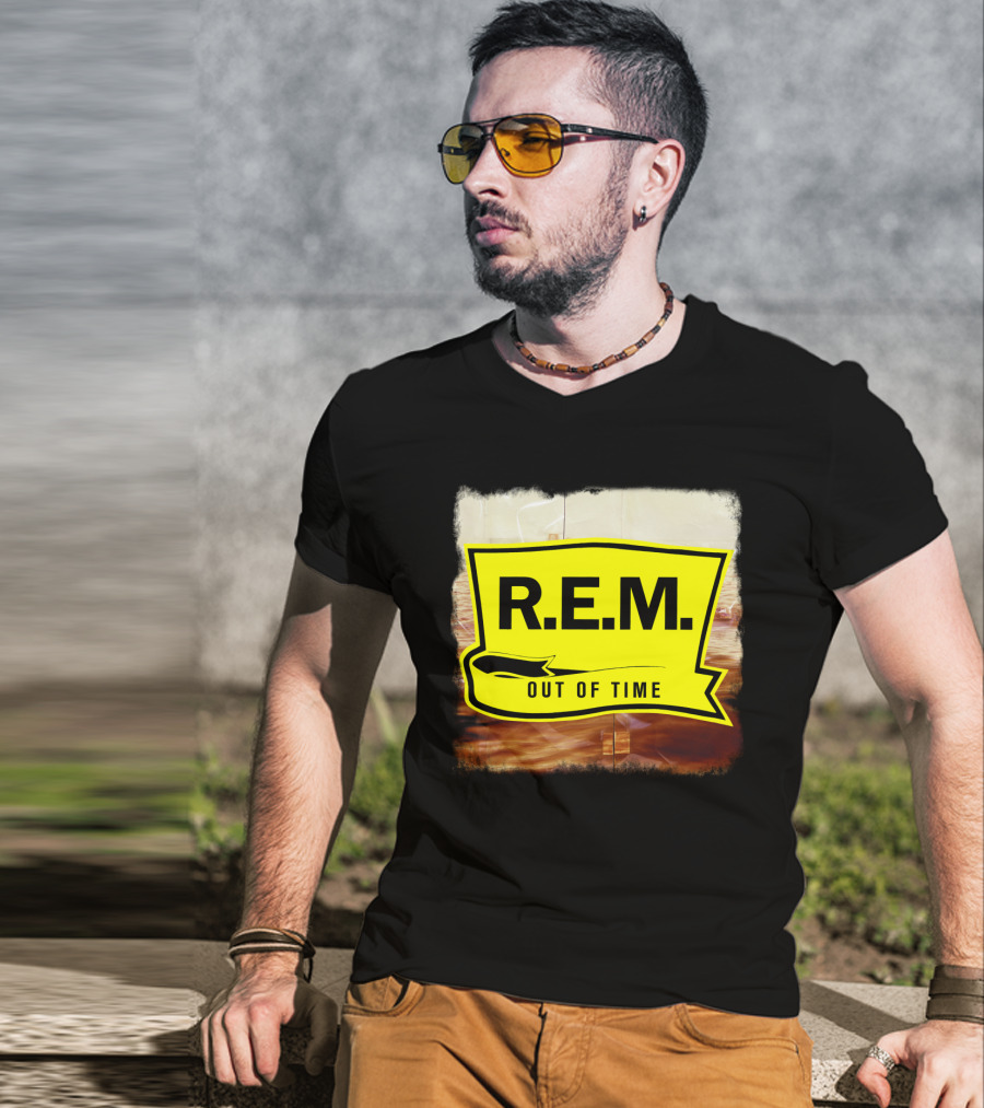R.E.M. Out Of Time Yellow Banner T-Shirt