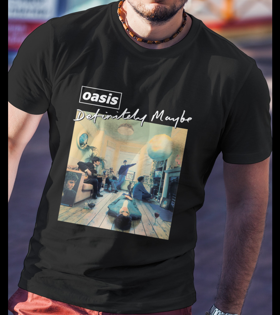 Oasis Definitely Maybe Album Cover Iconic Band Room Scene T-Shirt