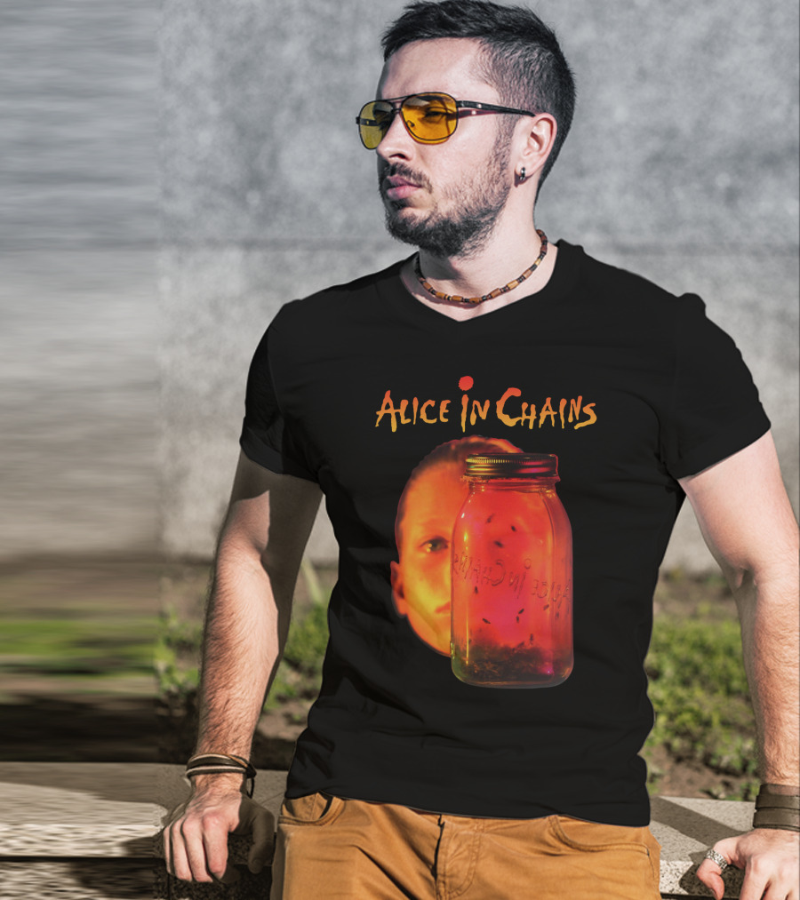 Alice In Chains Jar Of Flies Album Cover Image With Jar And Face T-Shirt