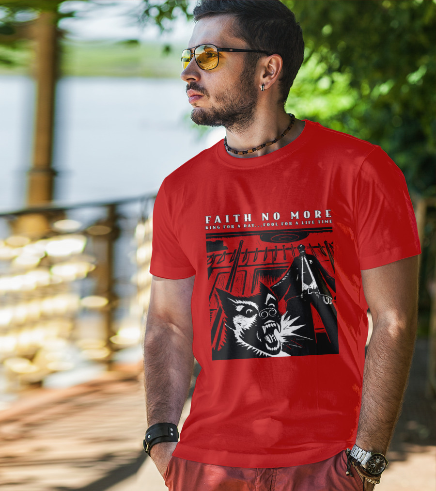 Faith No More King For A Day Fool For A Lifetime Graphic Black And White Dog Scene T-Shirt