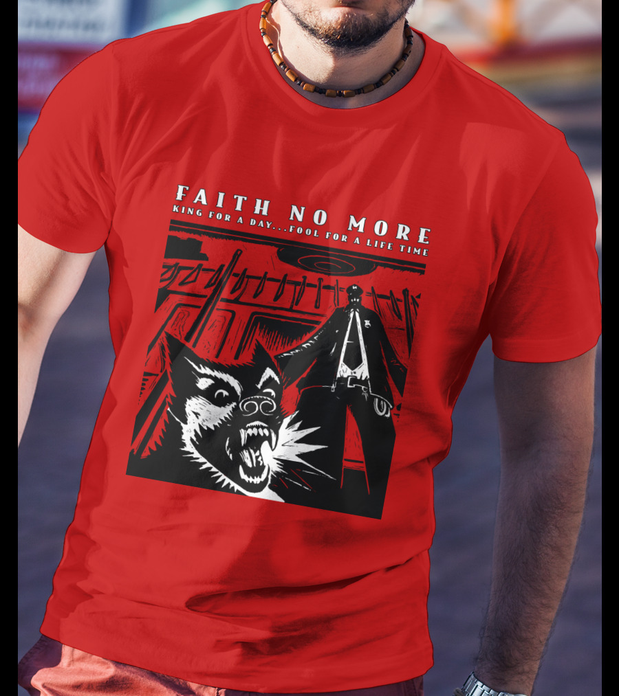 Faith No More King For A Day Fool For A Lifetime Graphic Black And White Dog Scene T-Shirt