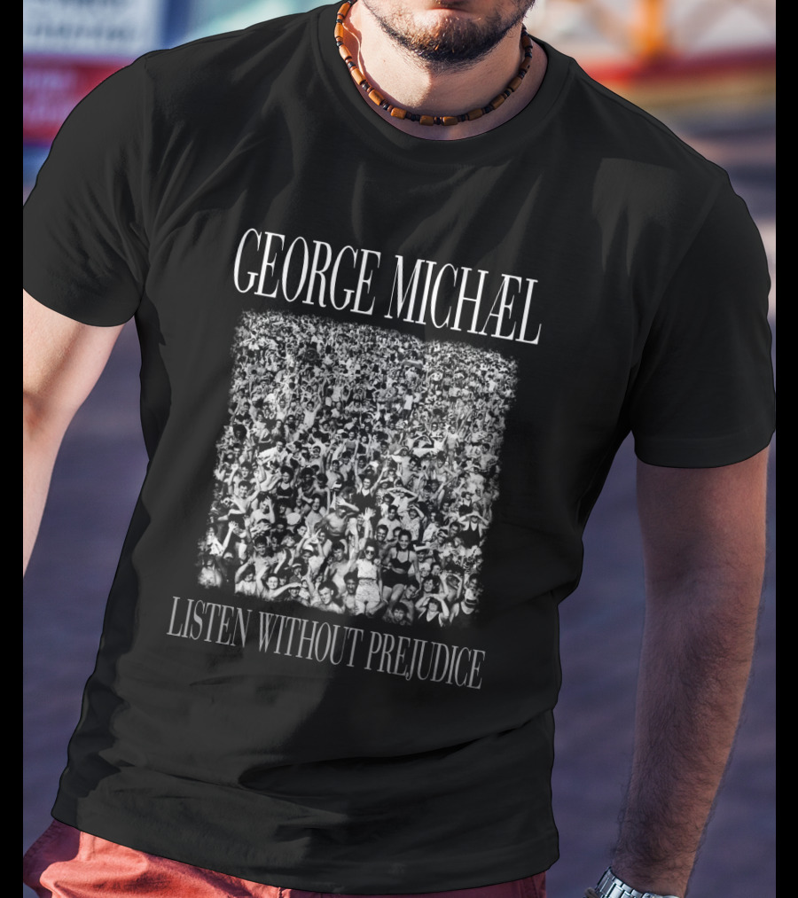 George Michael Listen Without Prejudice Crowd Collage T-Shirt