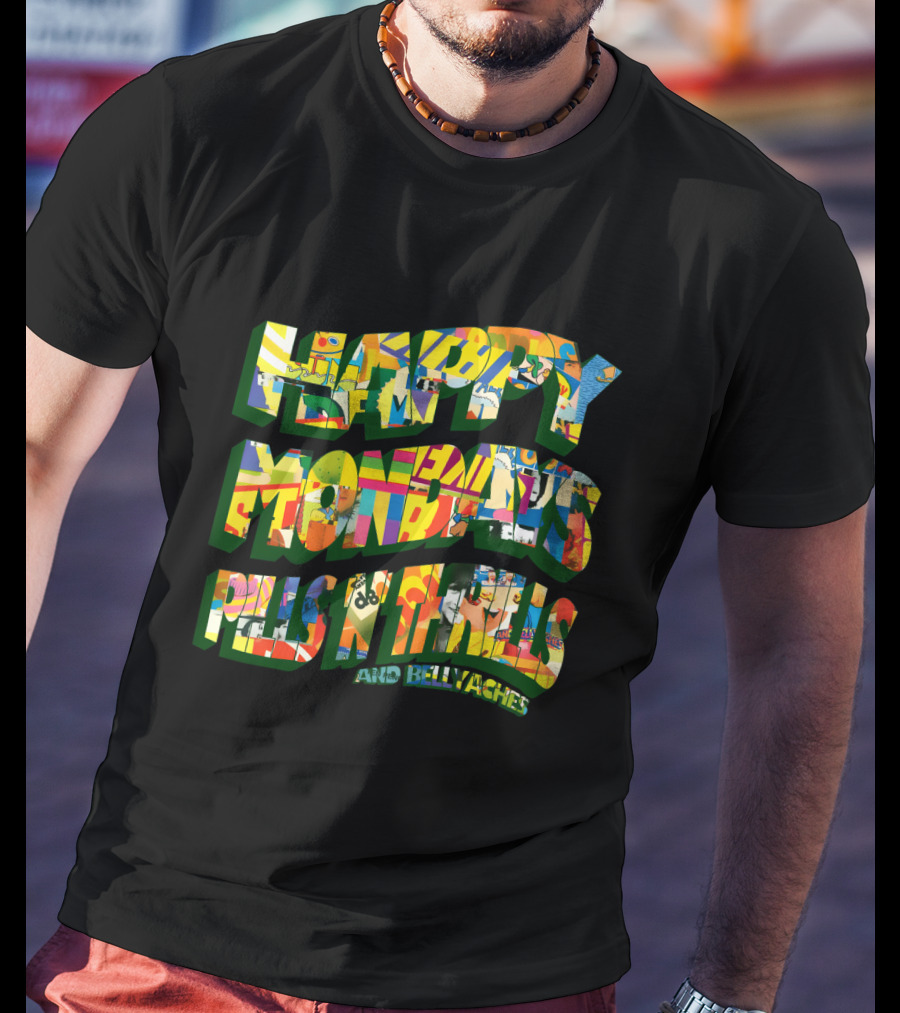 Happy Mondays Pills 'N' Thrills And Bellyaches Colorful 90s Album T-Shirt