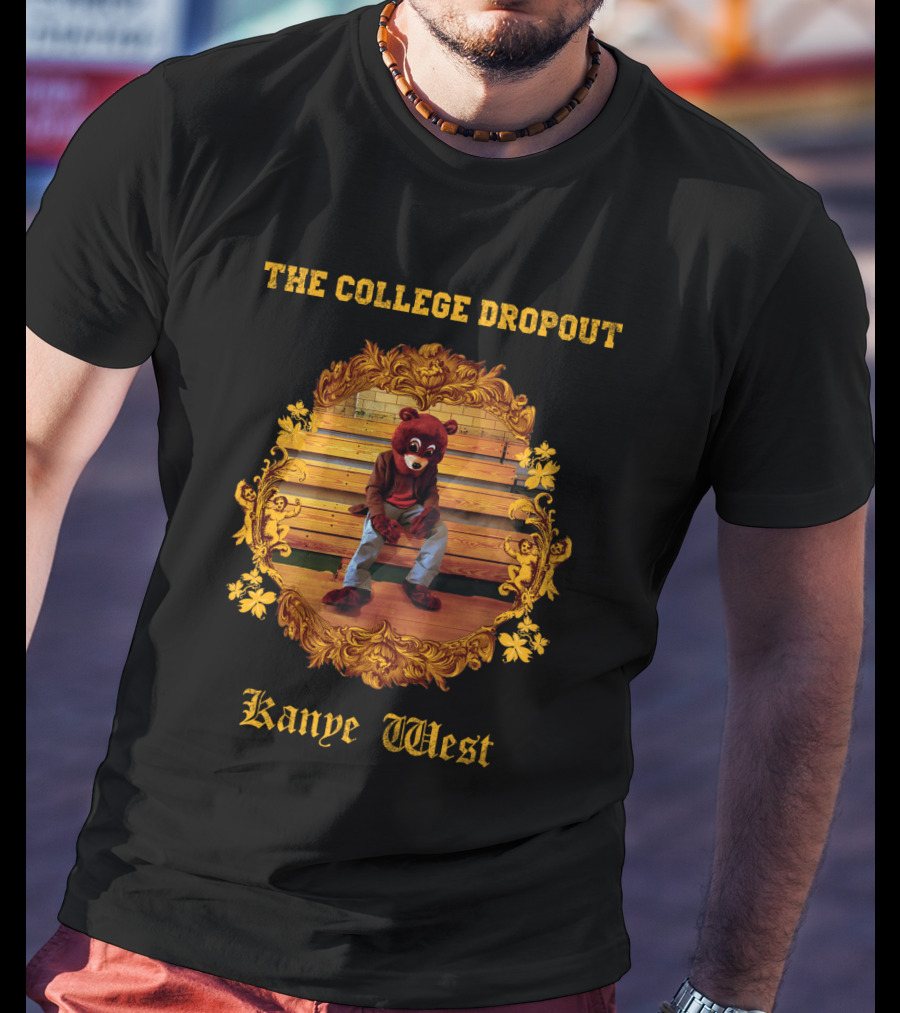 Kanye West The College Dropout Bear Bench Gold Frame T-Shirt