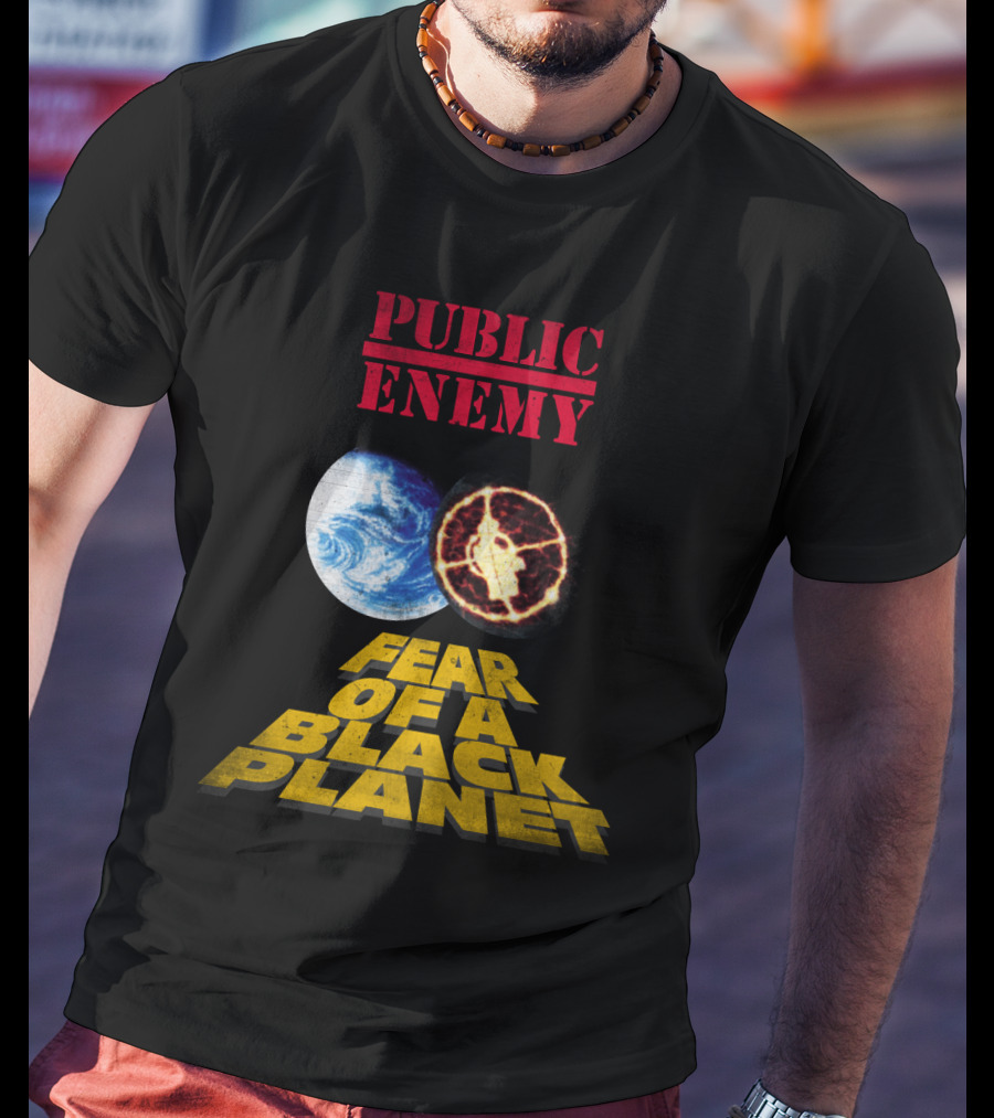 Public Enemy Fear Of A Black Planet Album Cover With Earth And Crosshair Symbol T-Shirt