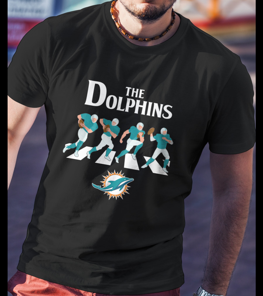 Miami Dolphins Walk The Abbey Road With Iconic Crossing And Football Players T-Shirt