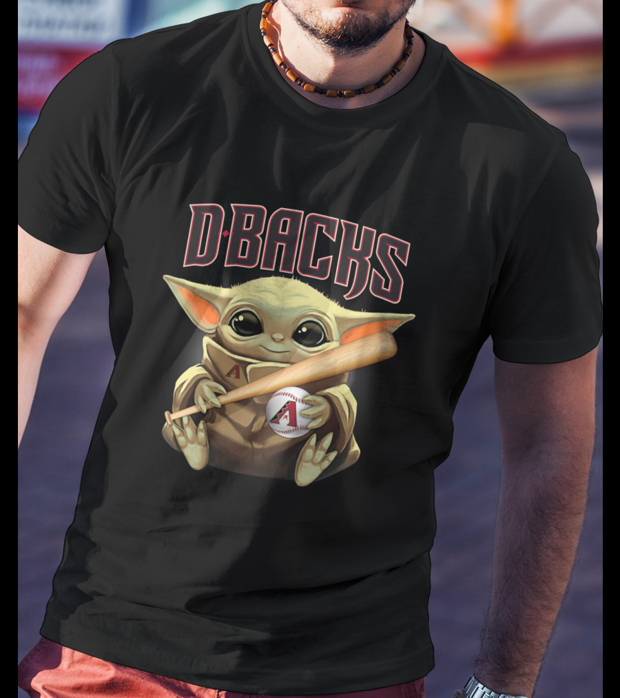 D-Backs Baby Yoda Holding Baseball Bat And Ball T-Shirt