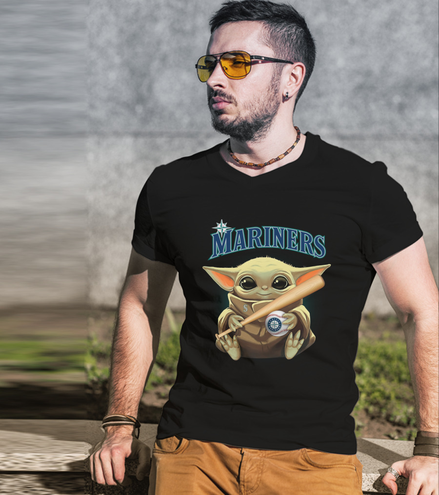 Seattle Mariners Grogu Baseball Crossover T-Shirt