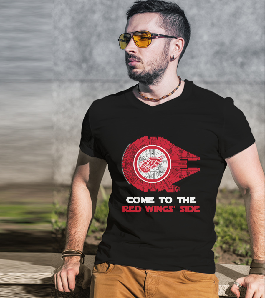 Come To The Red Wings' Side Millennium Falcon Detroit T-Shirt