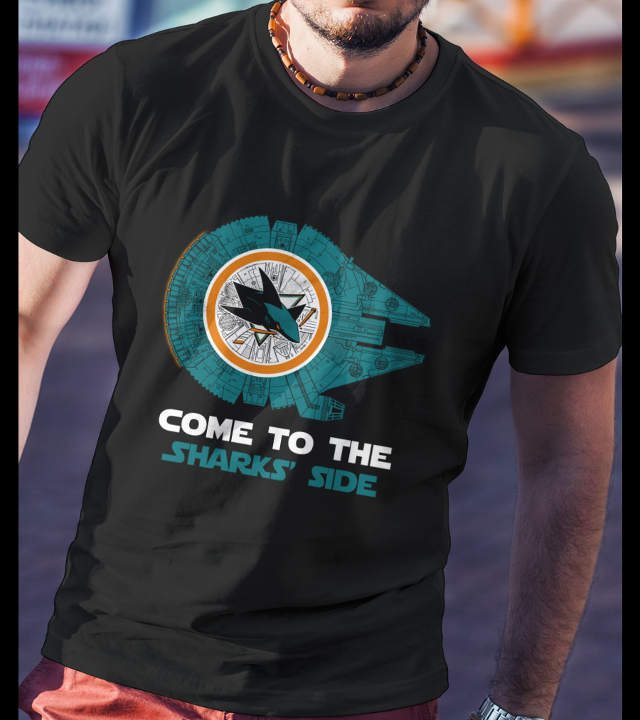 Come To The Sharks' Side San Jose Sharks Millennium Falcon T-Shirt